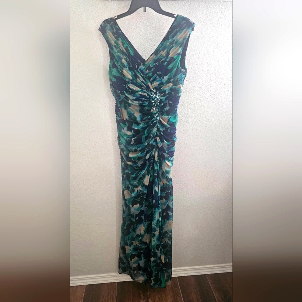 ADRIANNA PAPELL ROUCHED EMBELLISHED Dress 👗 Sz 6